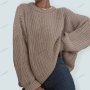 Дамски пуловер със свободна кройка и широко деколте - 023 , снимка 1 - Блузи с дълъг ръкав и пуловери - 42678097