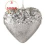 3 броя Сребърни коледни сърца за елха, 11см, снимка 1