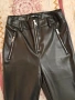 Нов страхотен черен лъскав кожен панталон "FB" с ципове, размер S, снимка 1