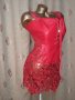 XXL Червена и в черно рокля/ корсет/от кожа и рязана бродерия , снимка 7