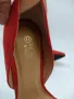 Дамски обувки на висок ток и чанта, червен велур., снимка 7