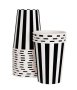 Черно Бели ленти черти рали високи 8 бр картонени чаши парти рожден ден, снимка 1 - Чаши - 42251827