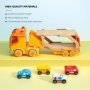 Нова играчка Транспортен Камион с 4 Дървени Коли: Светлини, Звуци, 2-5год., снимка 6