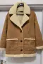 Ново. Дамско кафяво палто от изкуствен велур и изкуствена овча кожа (faux shearling) . ZARA, снимка 1