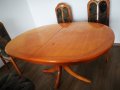 Масивна елепсовида трапезна маса изроботена от масивна дървесина с цвят череша. Комплект с 6 броя ст, снимка 8