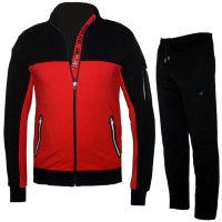 Мъжки спортен екип REDICS 210114, черен с червено, памук и ликра, снимка 1 - Спортни дрехи, екипи - 34150996