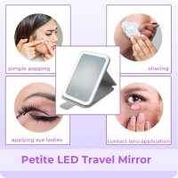 STYLPRO преносимо LED осветено огледало за грим, 360°, 3-цветно димируемо, розово, снимка 3 - Други стоки за дома - 44837898