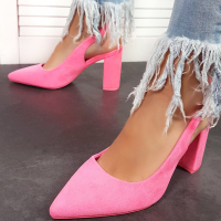 Неонови Обувки в Розов Цвят, снимка 2 - Дамски обувки на ток - 36514341