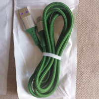 Качествен кабел с оплетка USB към TIPE-C дължина 1.5 м цвят черен или зелен, снимка 2 - USB кабели - 36229464