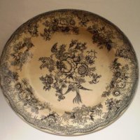 Чиния - J.C. & S синя фаянсова чиния с мотив на птица фазан, снимка 1 - Други ценни предмети - 40433333