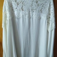 Елегантна бяла блуза с дантела,L , снимка 1 - Блузи с дълъг ръкав и пуловери - 35757477
