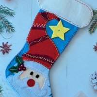 Коледен чорап за камина / лакомства / декорация, снимка 1 - Декорация за дома - 38650488
