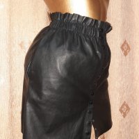 Zara S Черна кожена пола с копчета тик так , снимка 5 - Поли - 39399299