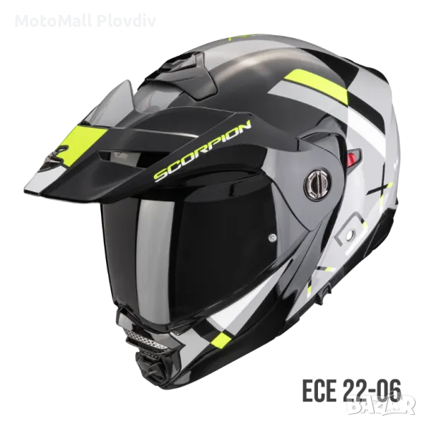 КАСКА SCORPION ADX-2 GALANE Grey-Black-Neon Yellow , снимка 1