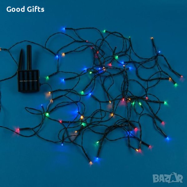 Соларни коледни лампички, Многоцветни, 60 LED, Спрограми, снимка 1