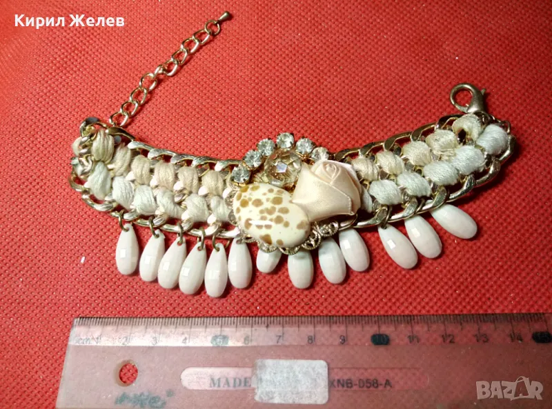 КРАСИВА ЗЛАТИСТА ГРЪНЧ АРТ СТИЛ ГРИВНА ХЕНД - МЕЙД УКРАШЕНИЕ 47411, снимка 1