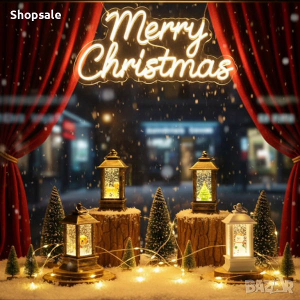 LED Коледен фенер с падащ сняг – топлина, уют и празнично настроение във всеки дом, снимка 1