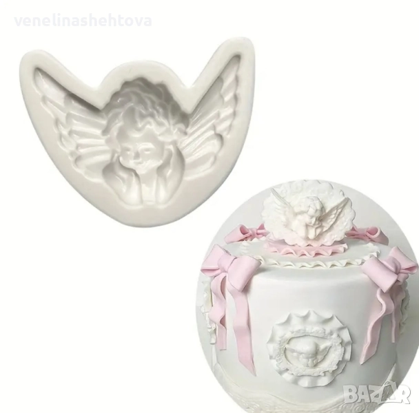 Замислен ангел ангелче Силиконов молд форма за гипс смола фондан за декорация на торта , снимка 1