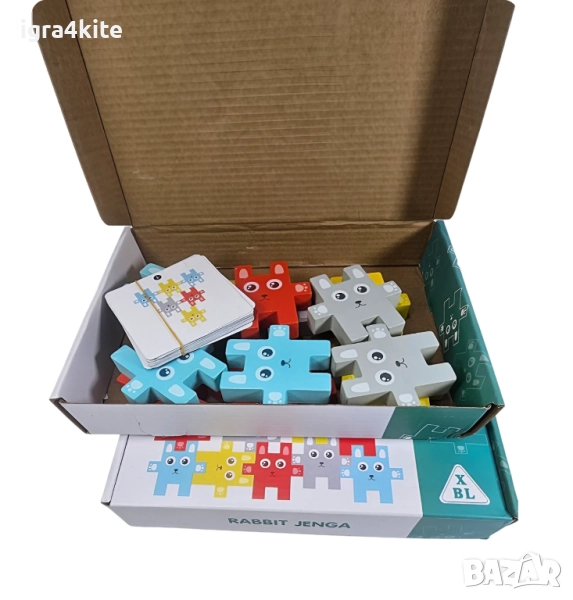 Забавна логическа Дървена игра Дженга Зайчета - тетрис, снимка 1