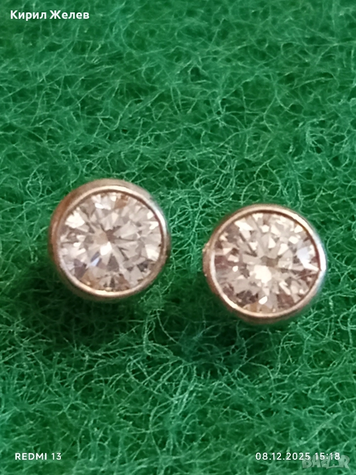 Нежни сребърни обеци с инкрустирани кристали СВАРОВСКИ много красиви 16662, снимка 1