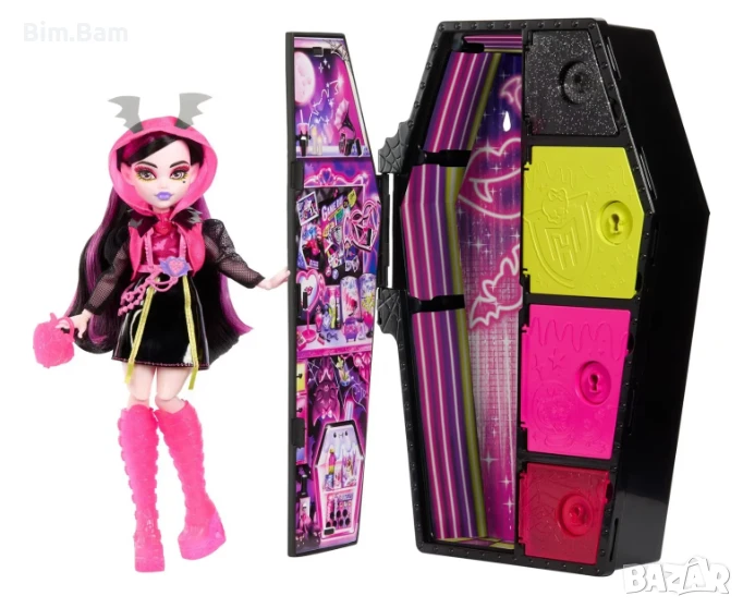 Оригинална кукла Monster High Neon Frights - Draculaura / 19+ изненади, снимка 1
