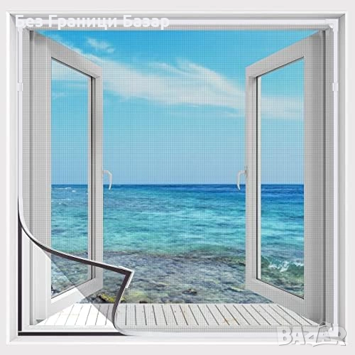 Нова Магнитна мрежа за прозорци против комари и мухи 130x150 см Лесен монтаж, снимка 1