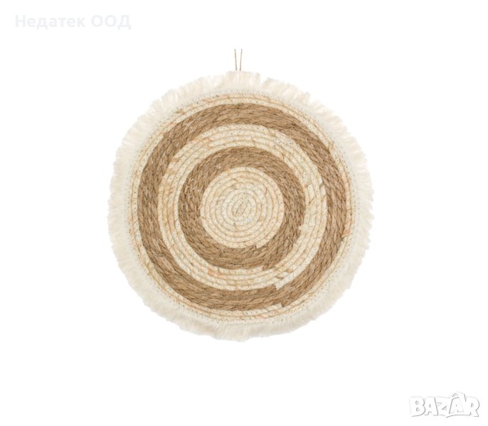 Декоративен панел за стена, Бежово, Кръгъл с канали, 40см, снимка 1