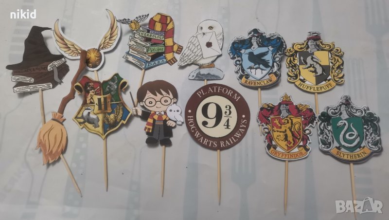 12 бр Хари Потър Harry Potter картонени топери за мъфини кексчета парти декор, снимка 1