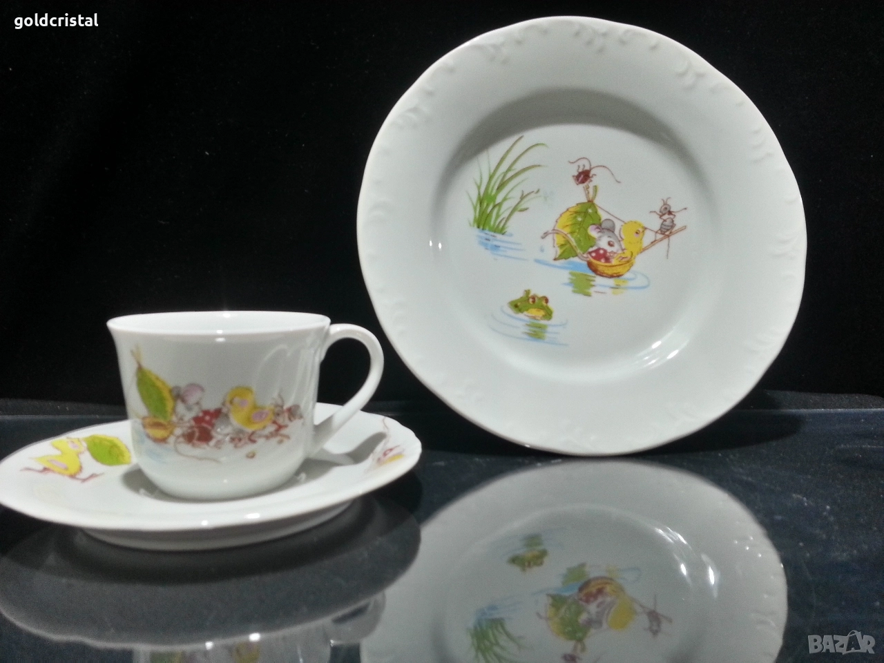 Стар български порцелан детски комплект за хранене , снимка 1
