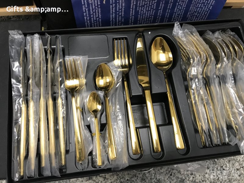 Комплект прибори за хранене в златно 36 части, снимка 1