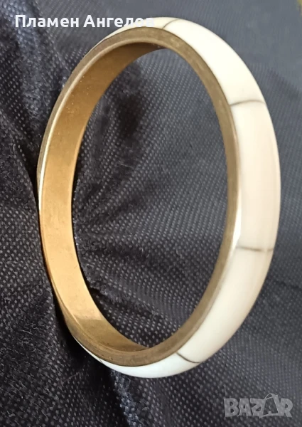 Дамска гривна от костен рог и месинг, снимка 1