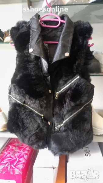 Дамски елек-пух и кожа, снимка 1