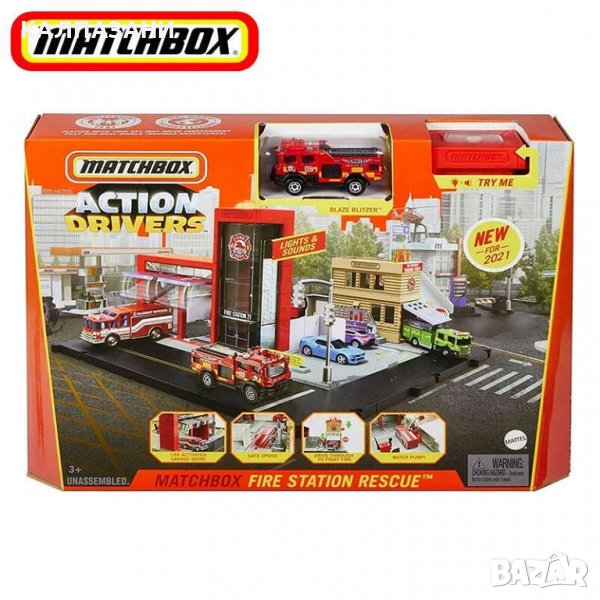 Matchbox Action Drivers Пожарна станция HBD74, снимка 1