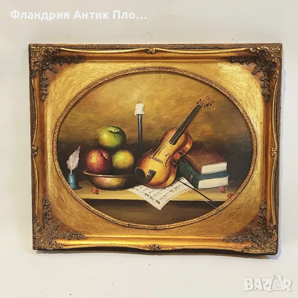 Маслена картина „Натюрморт с цигулка“, снимка 1