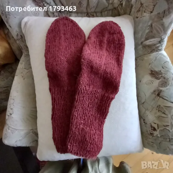 Ръчно плетени мъжки чорапи от вълна размер 46, снимка 1