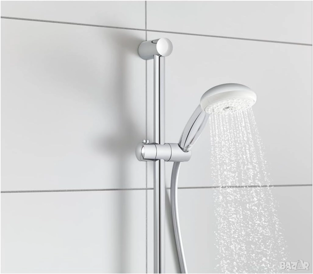 GROHE Душ Комплект Tempesta 100, 27598001 + Wall Bar Set (Релса, Слушалка, Държач)!, снимка 1