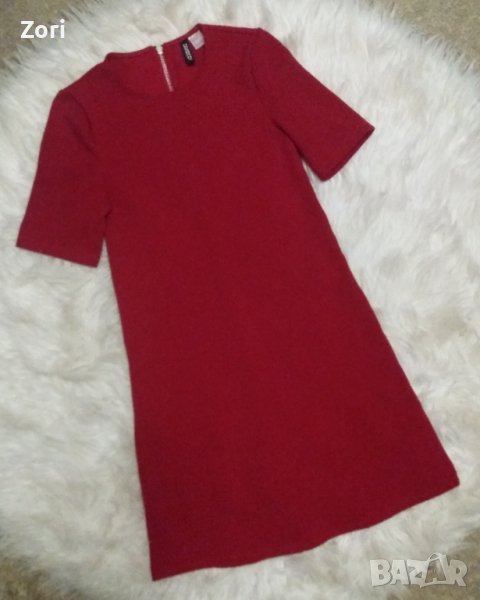 Червена рокля суинг с късо ръкавче, снимка 1