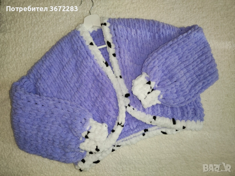 Дамска жилетка с дълъг ръкав, ръчно плетена, снимка 1