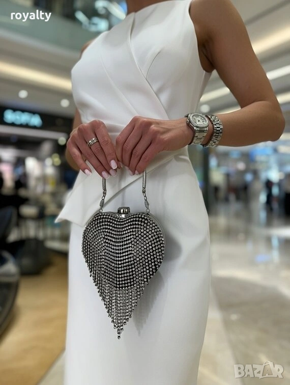 Дамска чанта - черна със сребристи камъчета, снимка 1