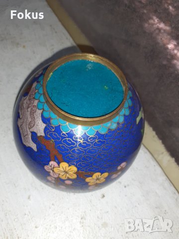 Красива стара колекционерска ваза Клоазоне, снимка 4 - Антикварни и старинни предмети - 34348675