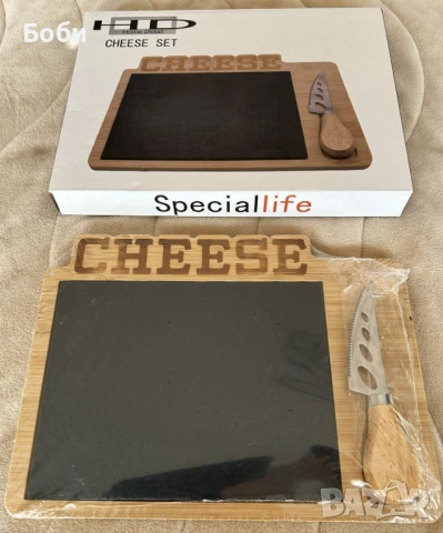Home Detail дъска за сервиране с каменна плоча и нож за сирене