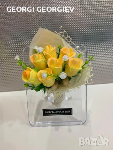 цветя изработени с глицеринов ароматен сапун и Българска роза Стара Загора Център , снимка 8 - Изкуствени цветя - 53498300