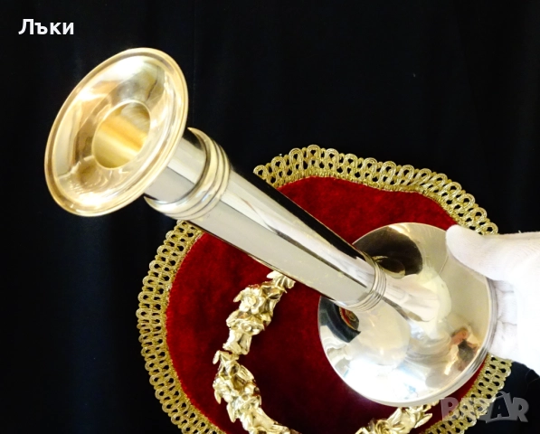 Посребрен свещник от бронз 28 см.,580 гр. , снимка 3 - Антикварни и старинни предмети - 52336374