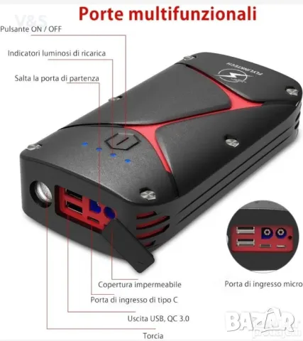 Мощен Стартер за кола, FLYLINKTECH 1000A Peak 15000mAh Преносим автомобилен акумулатор Стартер , снимка 9 - Аксесоари и консумативи - 47985217