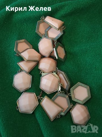 ВИНТИДЖ ФАСЕТИРАНА ЗЛАТИСТА РЕТРО АРТ ОГЪРЛИЦА 26996, снимка 13 - Колиета, медальони, синджири - 35079140