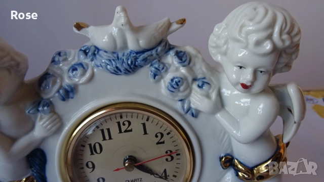 Порцеланов настолен часовник с херувими и гълъби. , снимка 7 - Антикварни и старинни предмети - 52219139