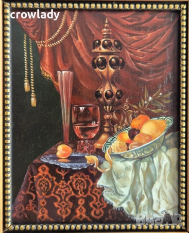 Ева Богданова Димитрова Натюрморт Уникална миниатюра 1990те, снимка 2 - Картини - 53096334