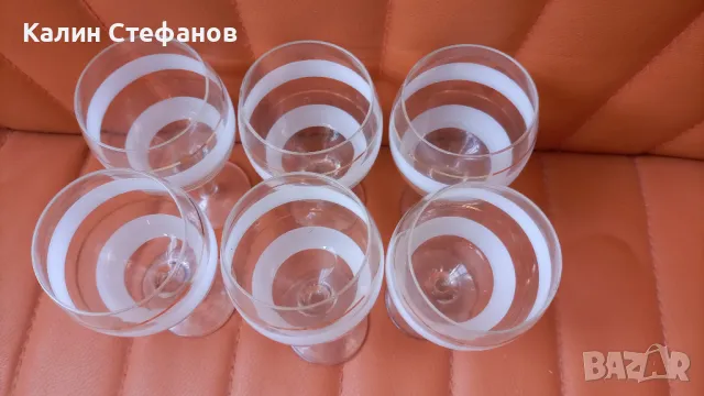 Страхотни ретро ракиени чаши, комплект,  златни кантове,  столче, бял мат кантове – 6 бр, снимка 7 - Антикварни и старинни предмети - 47940511