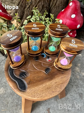 Пясъчен часовник 5 минути, снимка 2 - Сувенири от дърво - 50743878