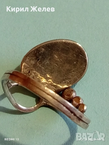 Винтидж сребърен пръстен с ювелирно фасетиран МАЛАХИТ ювелирна изработка 14955, снимка 5 - Пръстени - 52872204